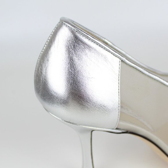NEW JIMMY CHOO Nicole 90mm Silver Mesh Crystal Pumps - Heel for Weddings, Events - Picture 12 of 16